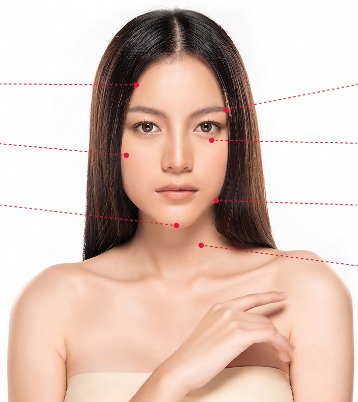 HIFU skin tightening treatment areas diagram