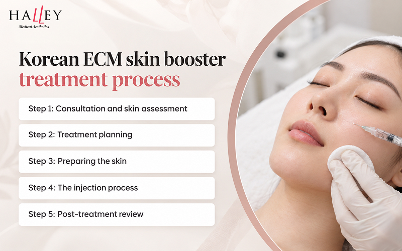 Infographic of Korean ECM skin booster treatment process